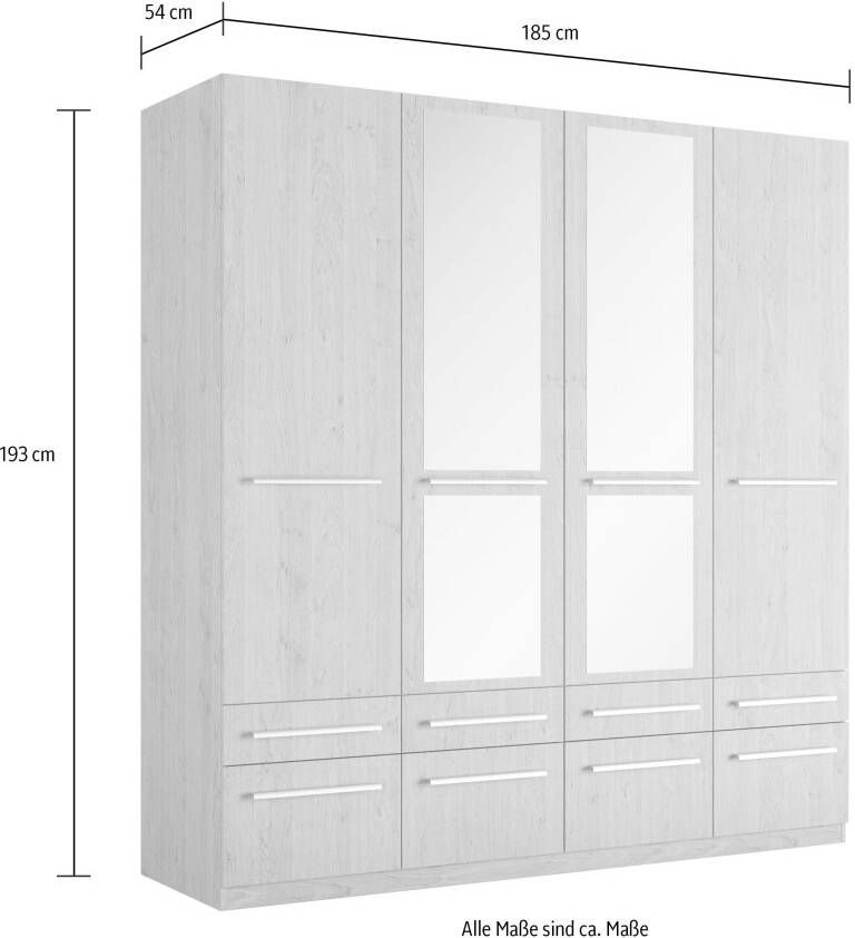 Priess Kledingkast Kast garderobe waskast Barcelona in 5 breedtes veel opbergruimte ruime lades met spiegel made in germany - Foto 4