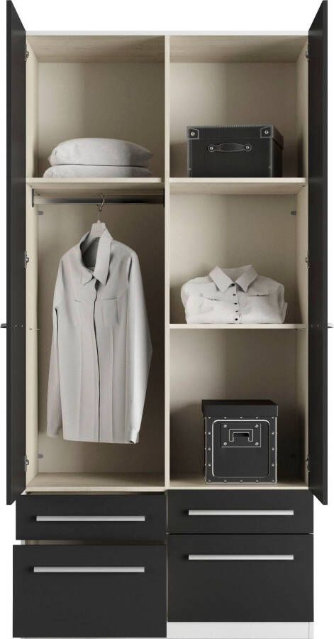 Priess Kledingkast Kast garderobe waskast Barcelona in 5 breedtes veel opbergruimte ruime lades met spiegel made in germany - Foto 5