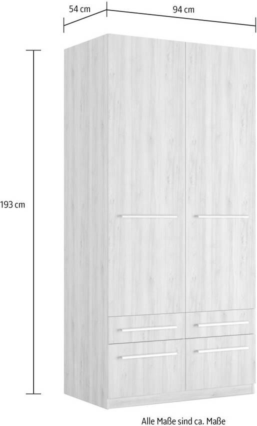Priess Kledingkast Kast garderobe waskast Barcelona in 5 breedtes veel opbergruimte ruime lades met spiegel made in germany - Foto 3