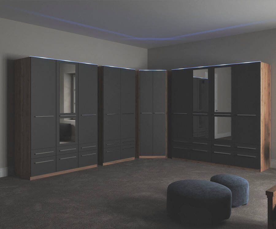 Priess Kledingkast Kast garderobe waskast Barcelona in 5 breedtes veel opbergruimte ruime lades met spiegel made in germany