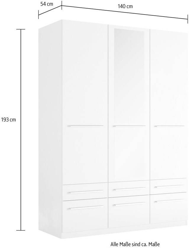 Priess Kledingkast Kast garderobe waskast Barcelona in 5 breedtes veel opbergruimte ruime lades met spiegel made in germany - Foto 5