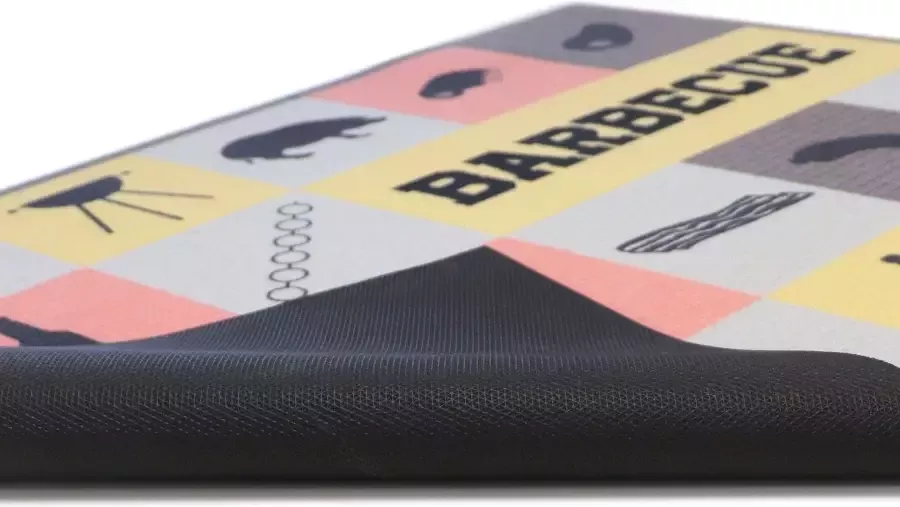 Primaflor-Ideen in Textil Mat BBQ grillmat BARBECUE CHECKS Barbecuemat ideaal als vloerbescherming met tekst antislip wasbaar - Foto 7
