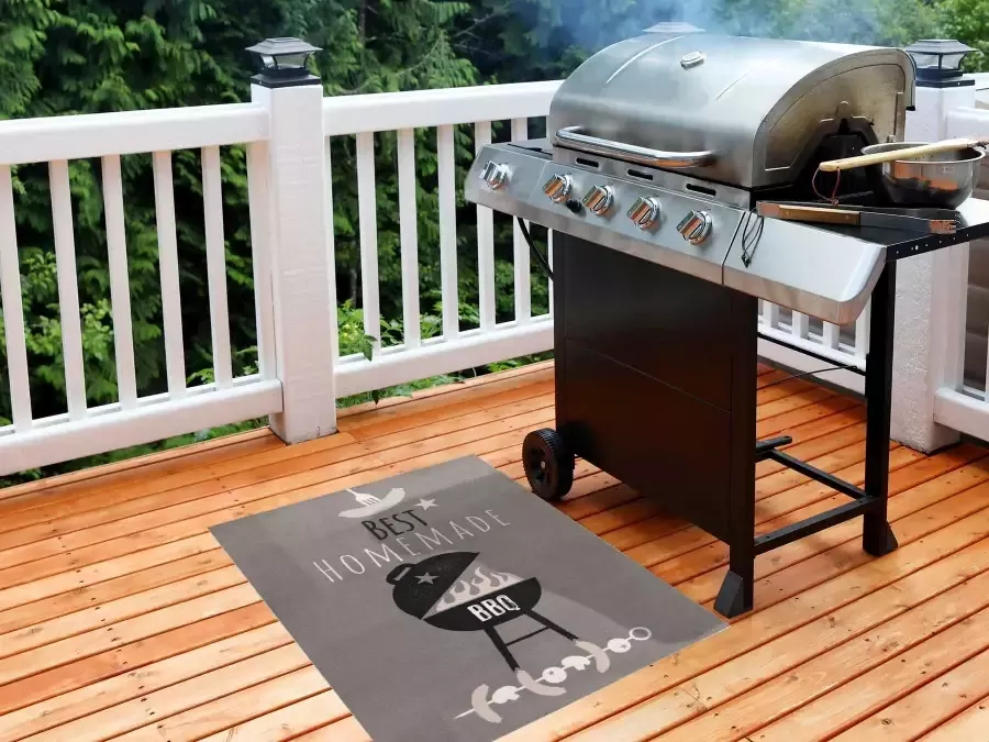 Primaflor-Ideen in Textil Mat BBQ grillmat HOMEMADE Barbecuemat ideaal als vloerbescherming met tekst antislip wasbaar - Foto 3