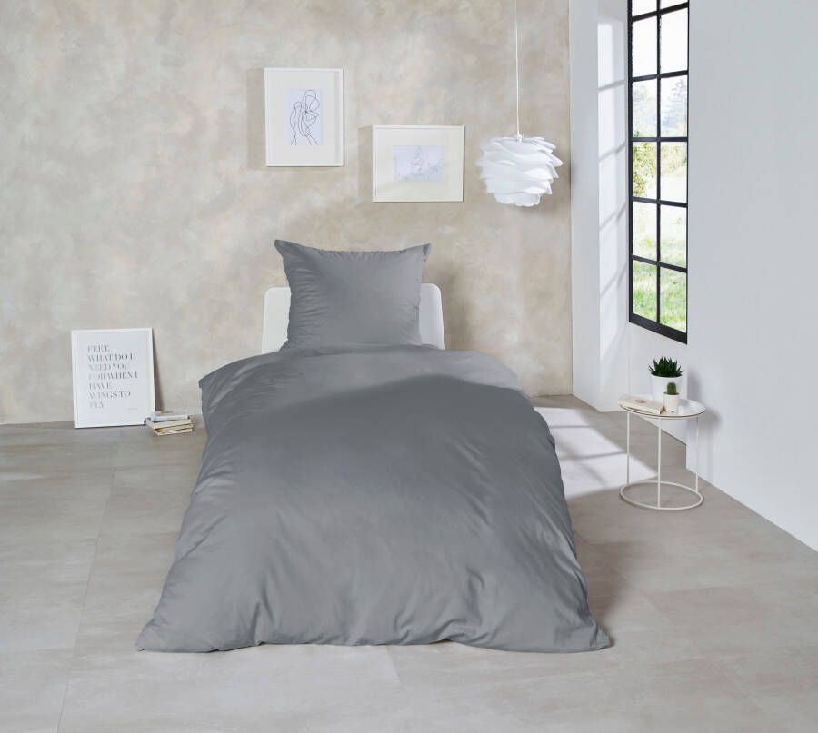 Primera Overtrekset Uni luxe-satijn in mt. 135x200 155x220 of 200x200 cm Dekbedovertrek van katoen unikleurige dekbedovertrek met ritssluiting - Foto 1