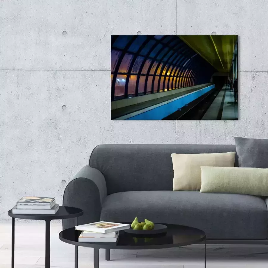 Queence Artprint op acrylglas Bahngleis Fine Art-print in galeriekwaliteit