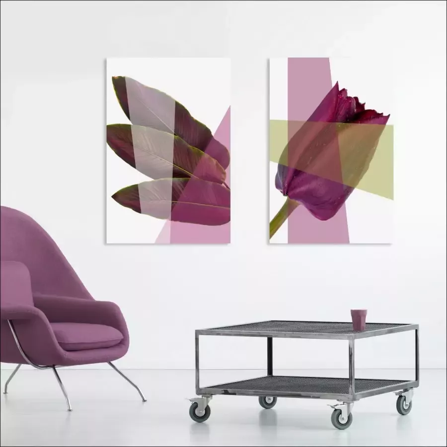 Queence Artprint op acrylglas Bladeren - Foto 1