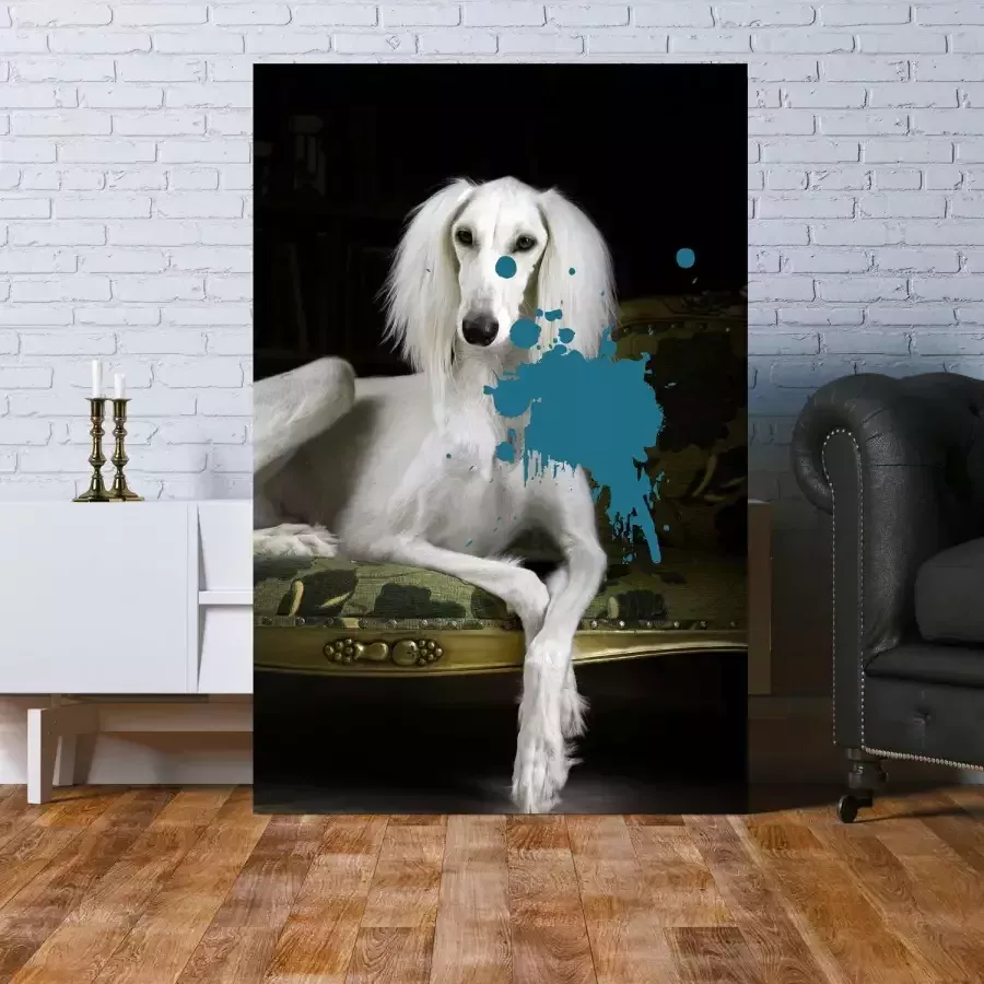 Queence Artprint op acrylglas Hond met kleurvlek Fine Art-print in galeriekwaliteit
