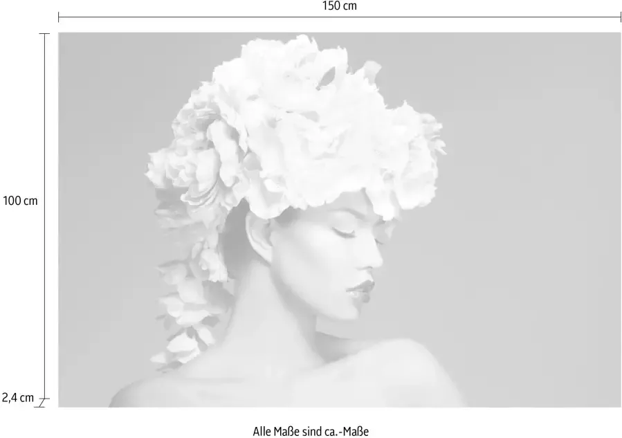Queence Artprint op acrylglas Vrouw met bloemenhoed - Foto 5