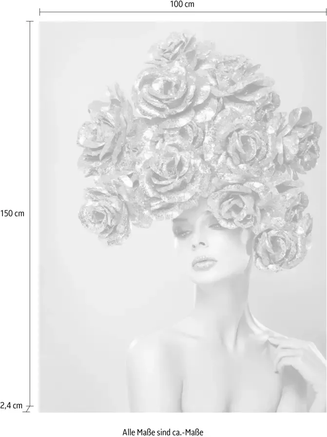 Queence Artprint op acrylglas Vrouw met bloemenhoed - Foto 5