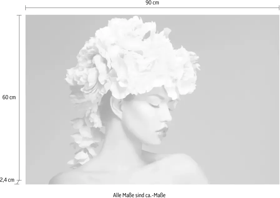 Queence Artprint op acrylglas Vrouw met bloemenhoed - Foto 3