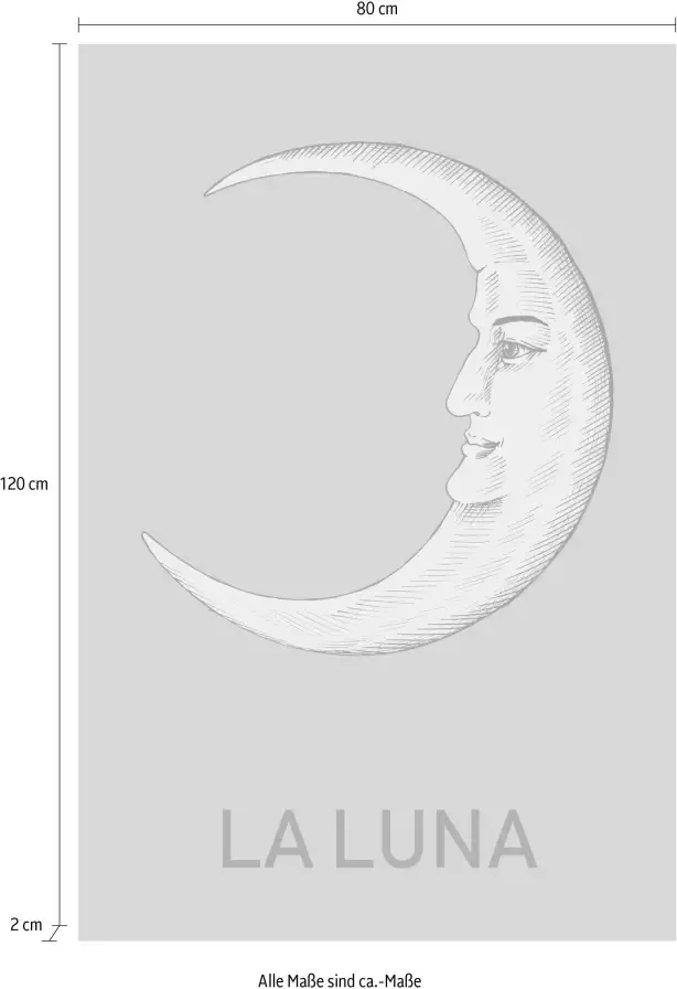 Queence Artprint op linnen De maan Premium canvasstof handgemaakt in Duitsland - Foto 3