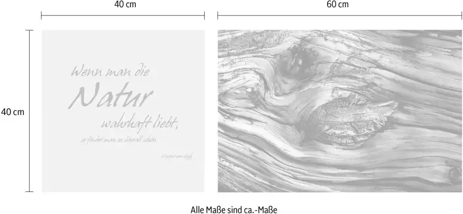 Queence Artprint op linnen Naturel Premium canvasstof handgemaakt in Duitsland citaat 2-delige set (set) - Foto 4