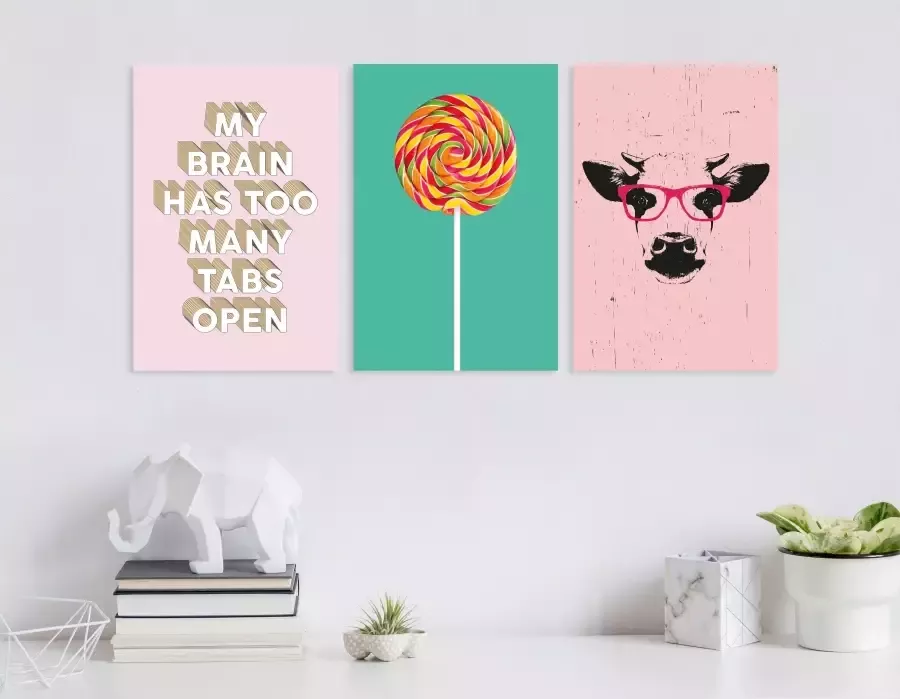 Queence Artprint op linnen Quote Brain - Foto 2