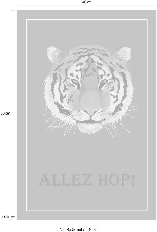 Queence Artprint op linnen Tijger ALLEZ HOP! Premium canvasstof handgemaakt in Duitsland - Foto 3