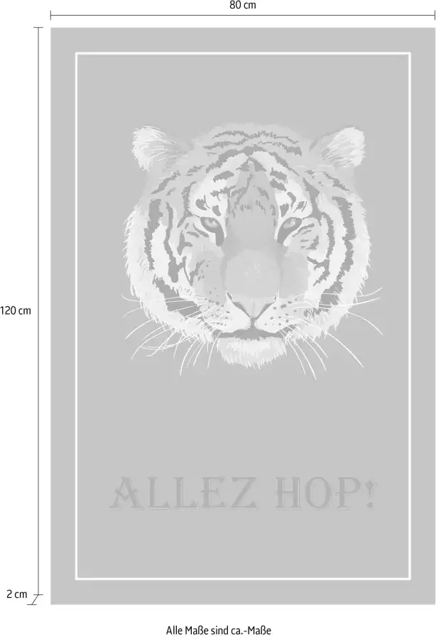Queence Artprint op linnen Tijger ALLEZ HOP! Premium canvasstof handgemaakt in Duitsland - Foto 3