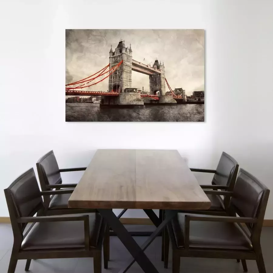 Queence Artprint op linnen Tower Bridge - Foto 1