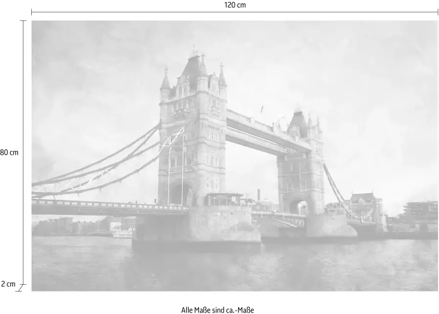 Queence Artprint op linnen Tower Bridge - Foto 3