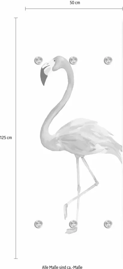 Queence Kapstok Flamingo met 6 haken 50 x 120 cm - Foto 4