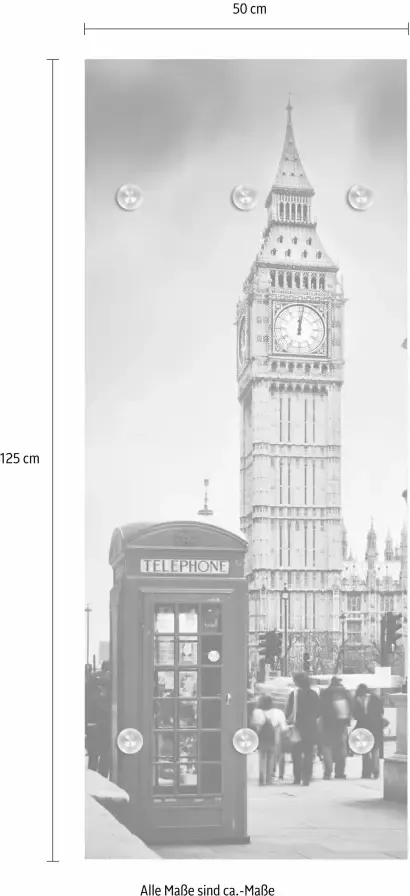 queence Kapstok Londen met 6 haken 50 x 120 cm