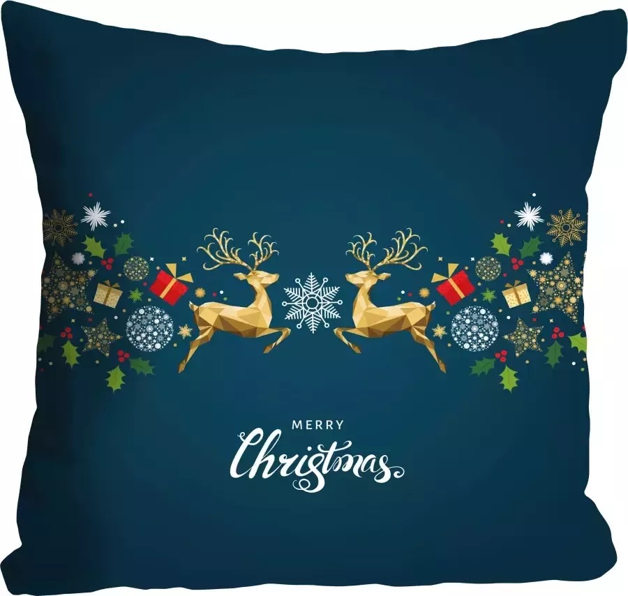 Queence Sierkussen David Kussenhoes Vrolijk Kerstfeest uitspraak feestelijk kerst rood wit (1 stuk) - Foto 2