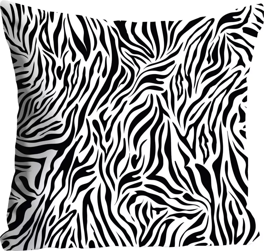 Queence Sierkussen Finn Kussenhoes zebra-vacht dierenmotief geometrisch zwart-wit natuurmotief (1 stuk) - Foto 2