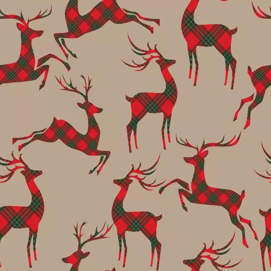 Queence Sierkussen Jameel Kussenhoes kerst rendieren geruit feestelijk winterachtig (1 stuk)