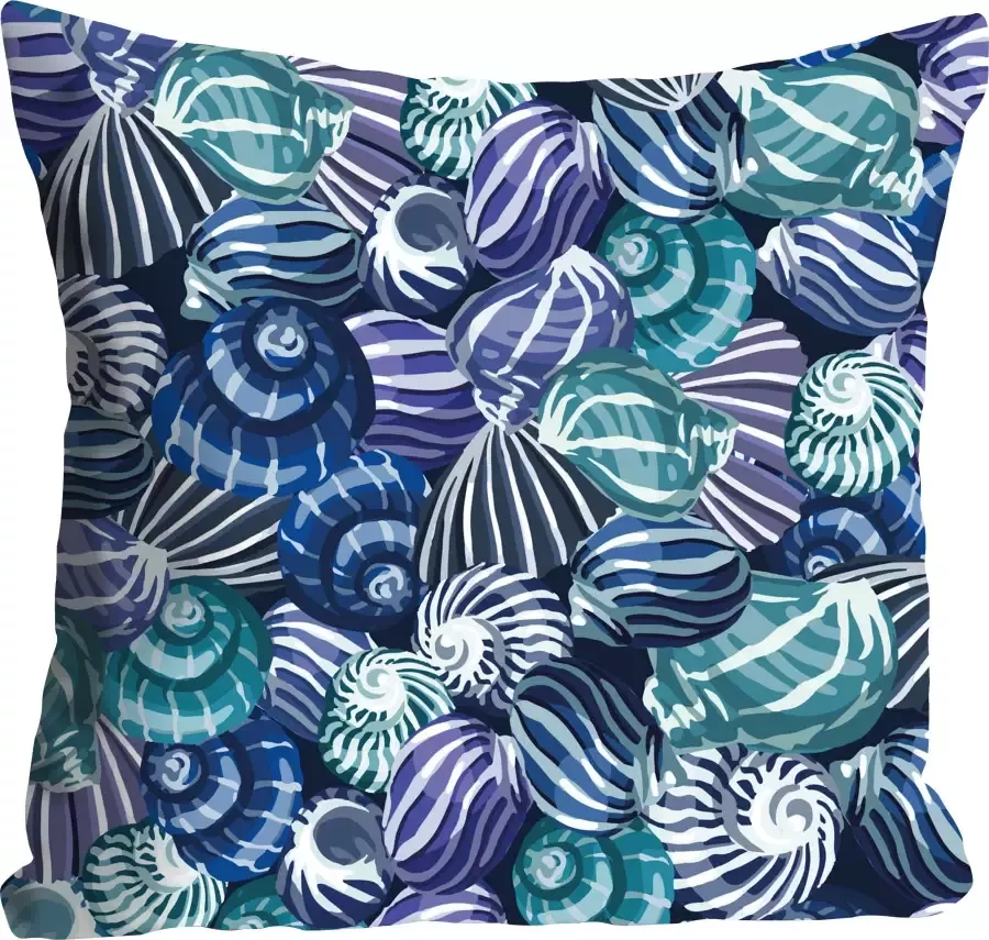 Queence Sierkussen Jenny Kussenhoes schelpen maritiem strand zomer decoratiekussen nautisch natuur (1 stuk) - Foto 2