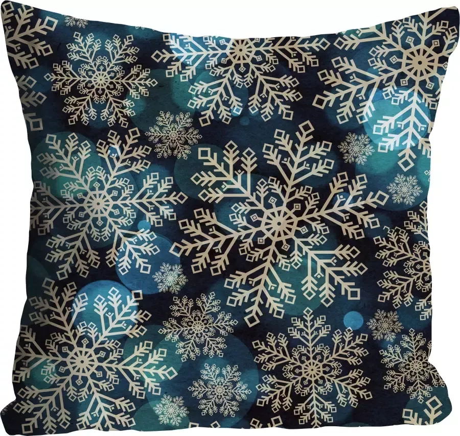 Queence Sierkussen Kristina Kussenhoes sneeuwvlokken winters kerst feestelijk glinsterend (1 stuk) - Foto 3
