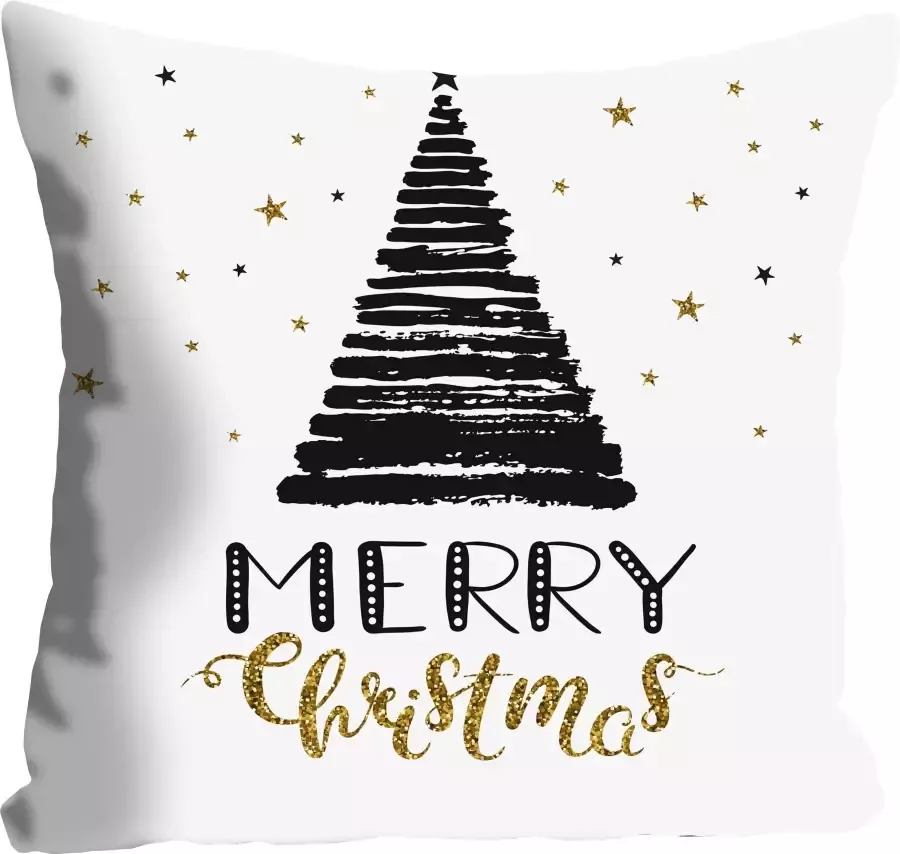 Queence Sierkussen Levi Kussenhoes Vrolijk Kerstfeest kerstboom kerstmotief feestelijk (1 stuk) - Foto 3