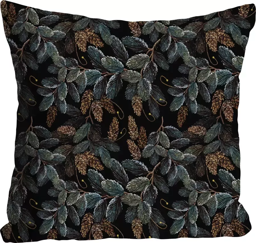 Queence Sierkussen Randi Kussenhoes dennenappels winters kerst natuurmotief feestelijk (1 stuk) - Foto 3