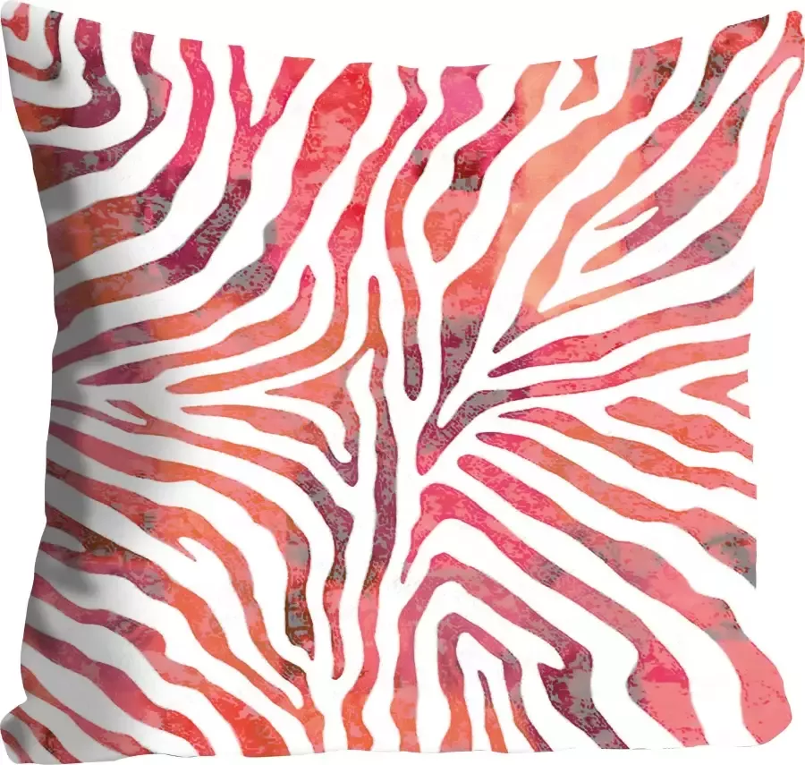 Queence Sierkussen Rene Kussenhoes dierenprint zebra-design strepenpatroon zwart wit wild (1 stuk) - Foto 2