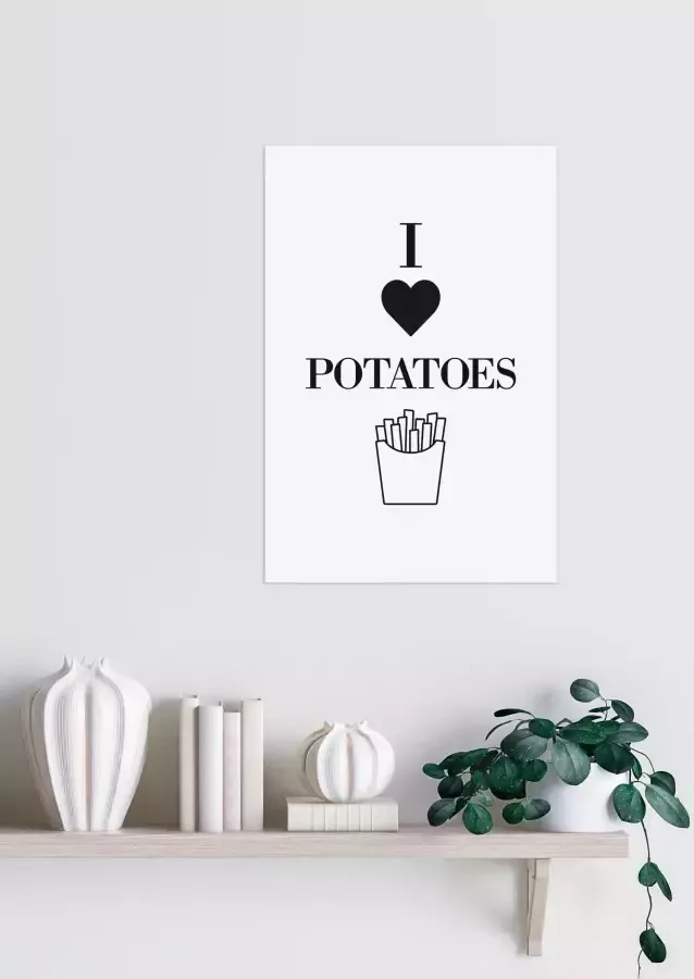 Queence Sierobject voor aan de wand I LOVE POTATOES Stalen bord blikken bord spreuk grappig wanddecoratie retro 20x30cm - Foto 2