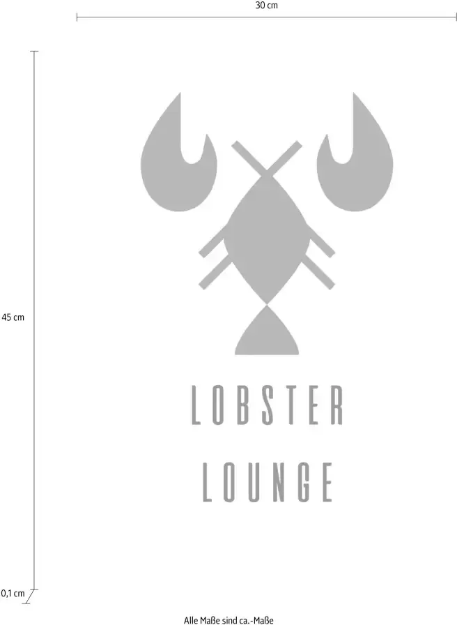 Queence Sierobject voor aan de wand LOBSTER LOUNGE Stalen bord blikken bord spreuk grappig wanddecoratie retro 20x30cm