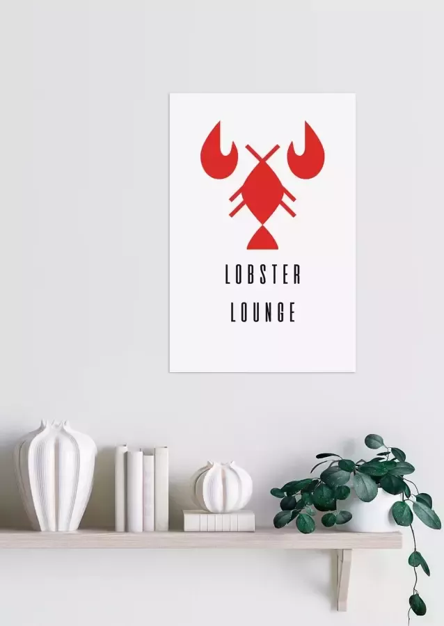 Queence Sierobject voor aan de wand LOBSTER LOUNGE Stalen bord blikken bord spreuk grappig wanddecoratie retro 20x30cm - Foto 2