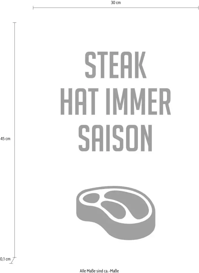 Queence Sierobject voor aan de wand Steak Stalen bord blikken bord spreuk grappig wanddecoratie retro 20x30cm