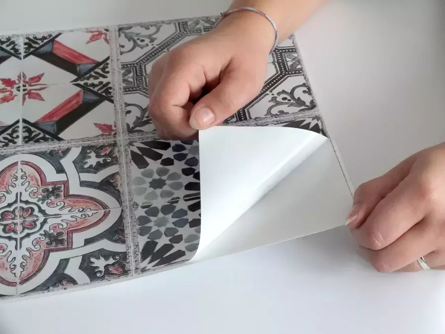 Queence Tegelsticker Oranje Stickertegels zelfklevend stickers 12-delige set - Foto 3