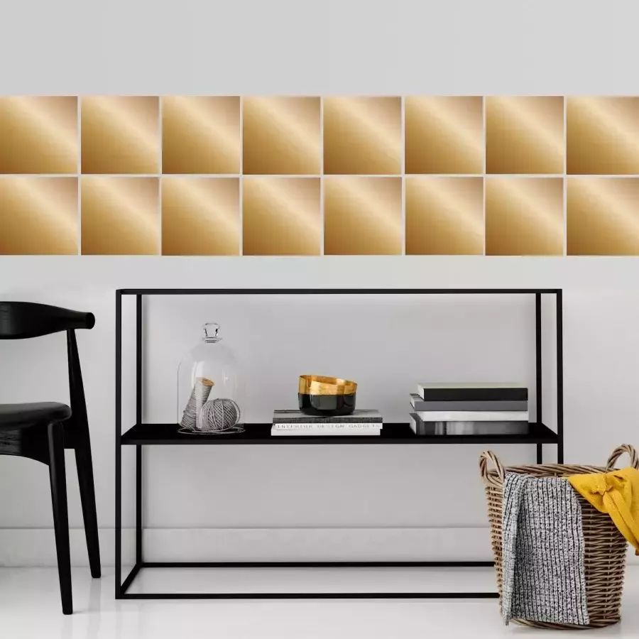 Queence Tegelsticker Metallic-look Stickertegels zelfklevend stickers 12-delige set (set 12 stuks)