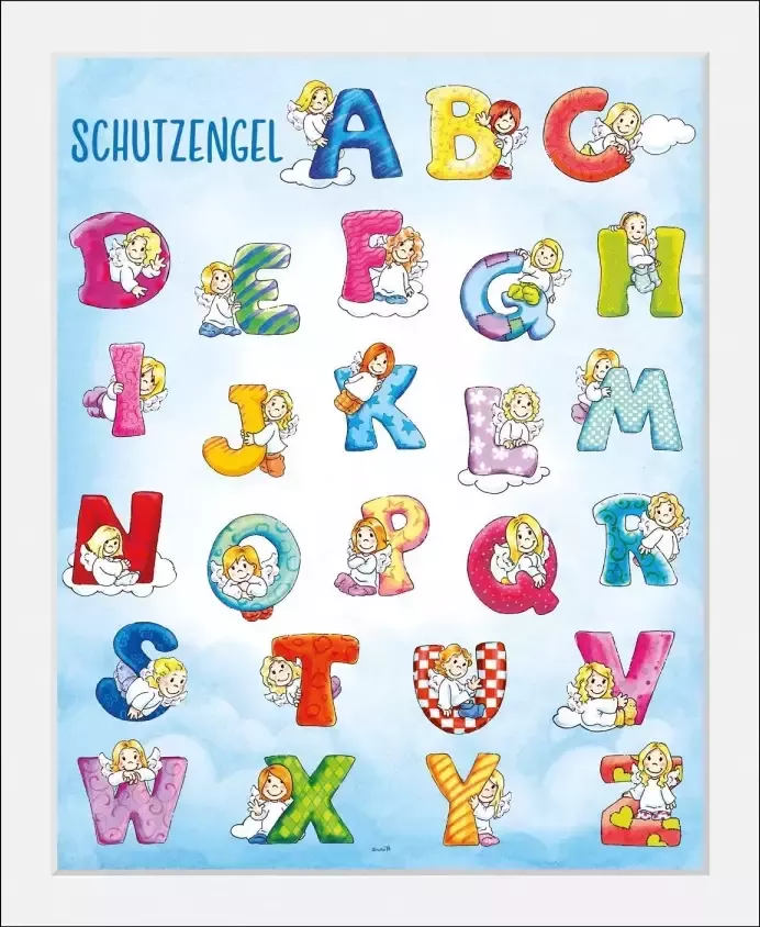 Queence Wanddecoratie Beschermengel ABC HD premium posterdruk incl. houten lijst (1 stuk) - Foto 5