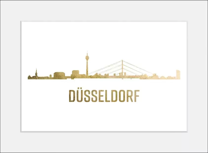 Queence Wanddecoratie Düsseldorf skyline GOLD (1 stuk) - Foto 5