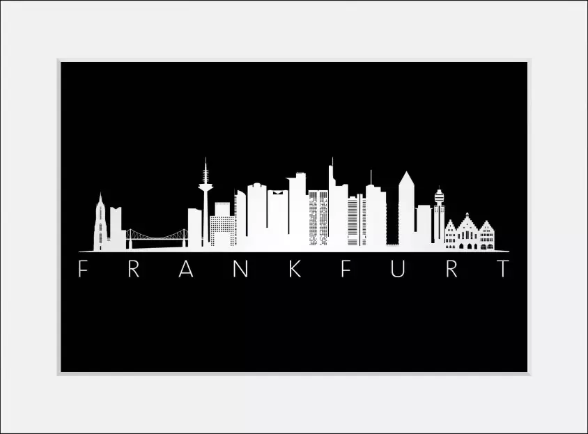 Queence Wanddecoratie Frankfurt skyline BLACK (1 stuk) - Foto 5