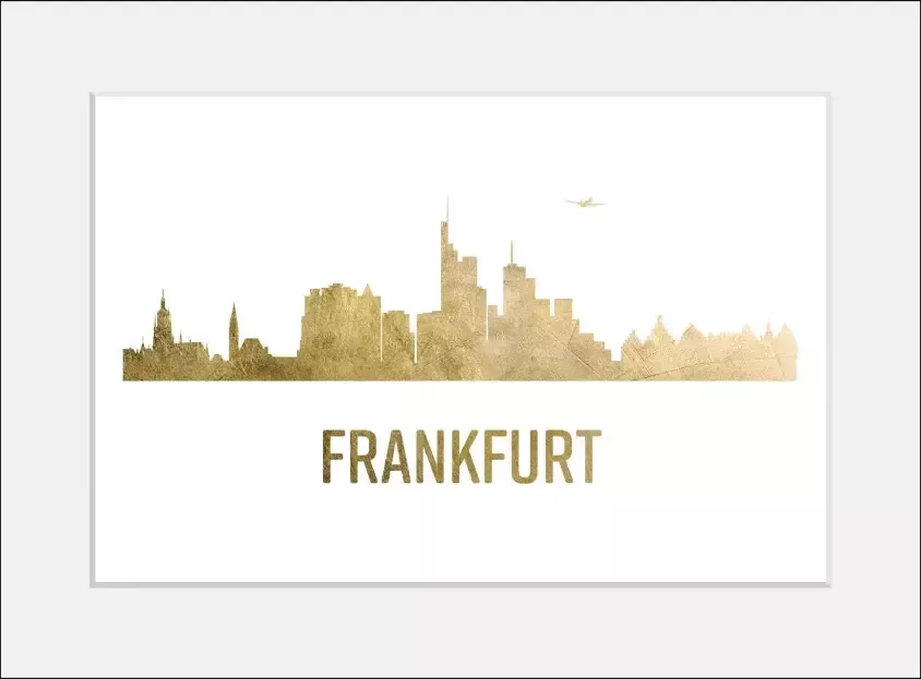 Queence Wanddecoratie Frankfurt skyline GOLD (1 stuk) - Foto 5