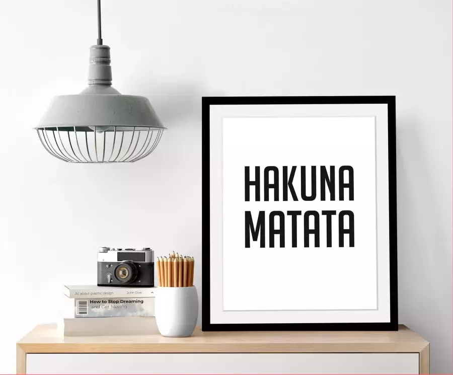 Queence Wanddecoratie Hakuna Matata in 3 maten ingelijst - Foto 2