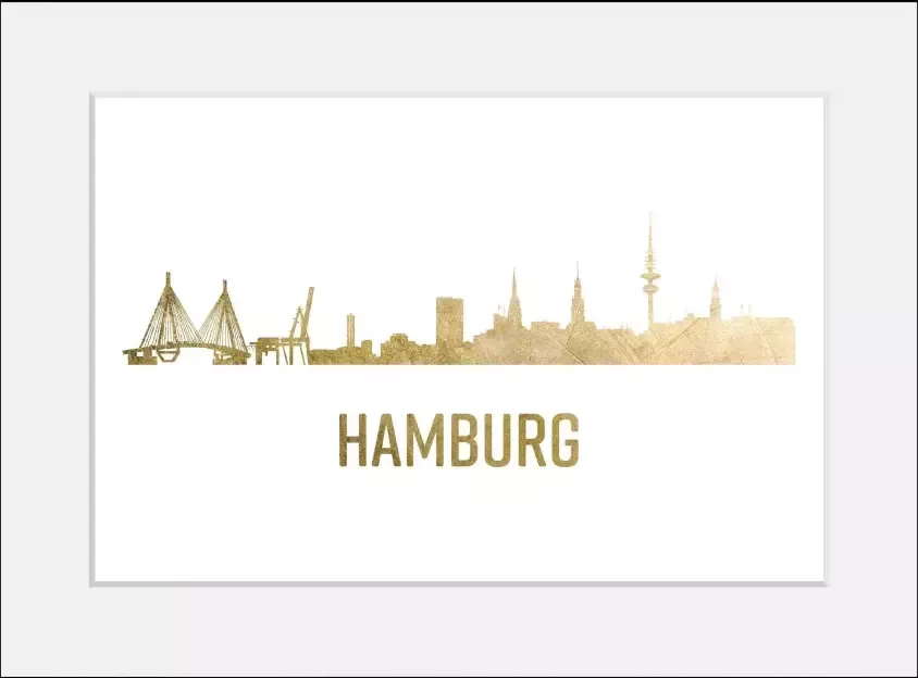 Queence Wanddecoratie Hamburg Skyline goud (1 stuk) - Foto 1