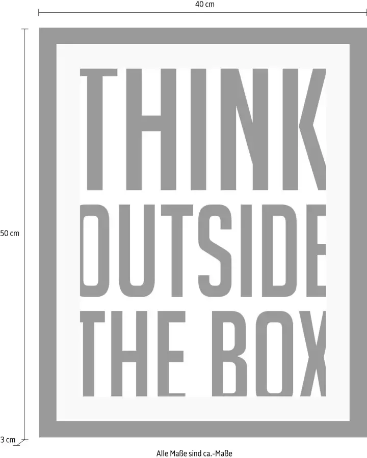 Queence Wanddecoratie Think outside in 3 maten ingelijst - Foto 3