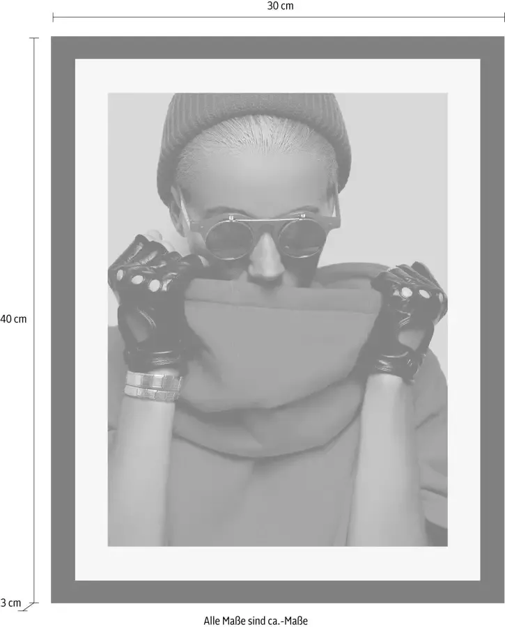 Queence Wanddecoratie Vrouw HD premium posterdruk incl. houten lijst - Foto 2