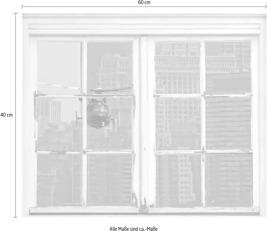 Queence Wandfolie Helikopter Muursticker muurdecoratie zelfklevend helikopter New York