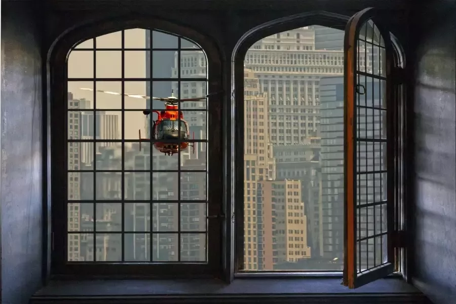 Queence Wandfolie Helikopter Muursticker muurdecoratie zelfklevend 3D raam - Foto 2