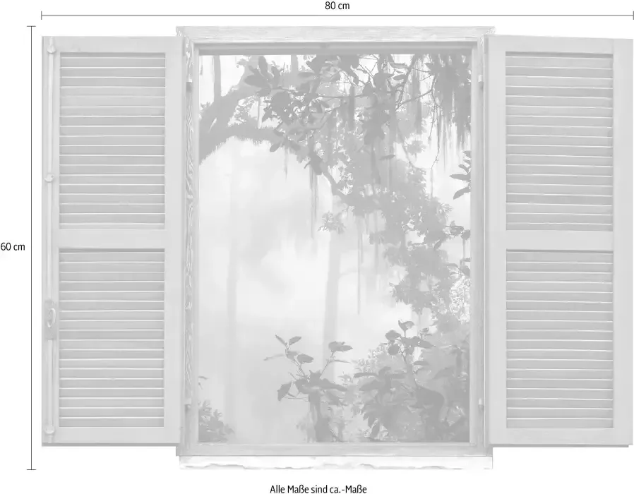 Queence Wandfolie Junglekleur Muursticker muurdecoratie zelfklevend 3D raam (1 stuk) - Foto 2