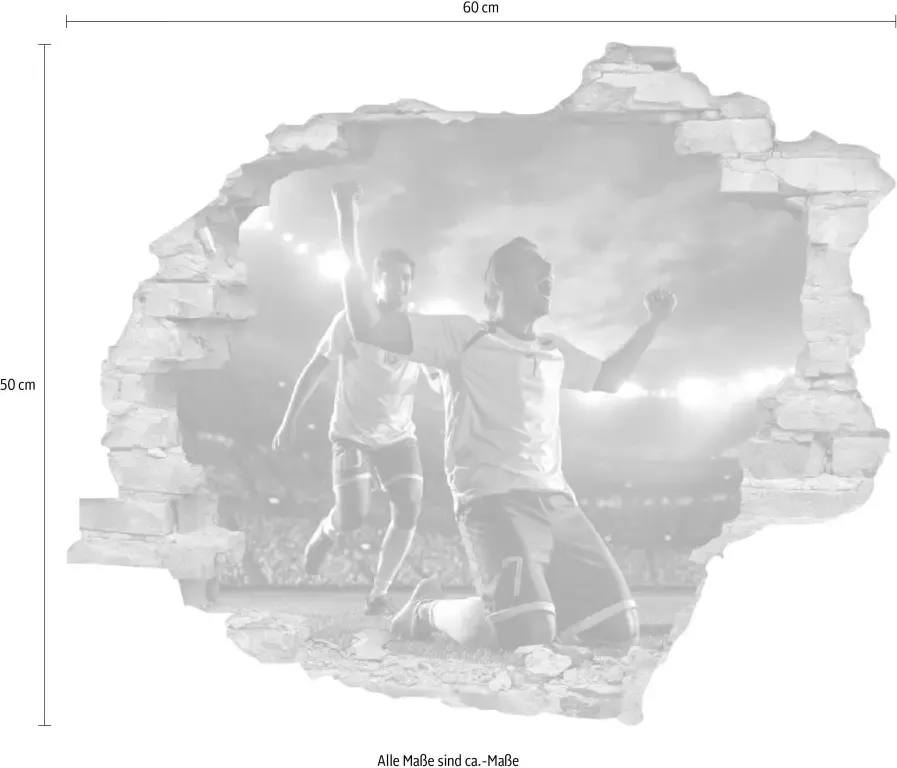 Queence Wandfolie Voetbal gejuich Muursticker muurdecoratie zelfklevend 3D muurdurchbraak (1 stuk) - Foto 2