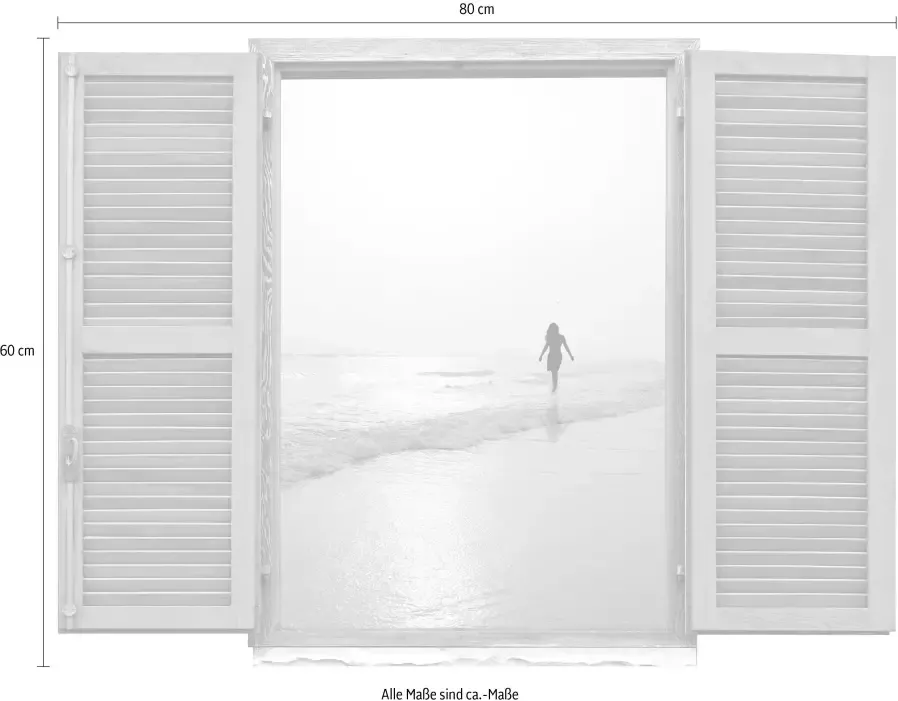 Queence Wandfolie Vrouw aan het strand (1 stuk) - Foto 1